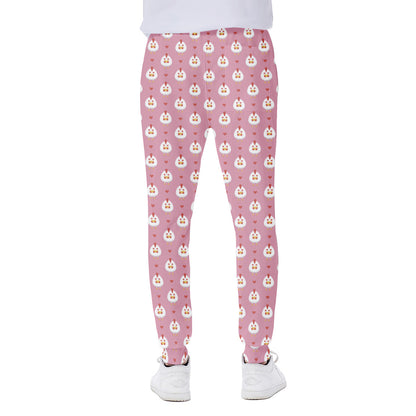 Chicken Love Emoji Pattern Print Scuba Joggers