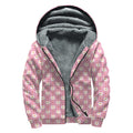 Chicken Love Emoji Pattern Print Sherpa Lined Zip Up Hoodie