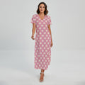 Chicken Love Emoji Pattern Print Short Sleeve Maxi Dress