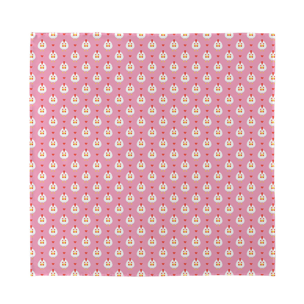 Chicken Love Emoji Pattern Print Silk Bandana