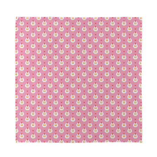 Chicken Love Emoji Pattern Print Silk Bandana