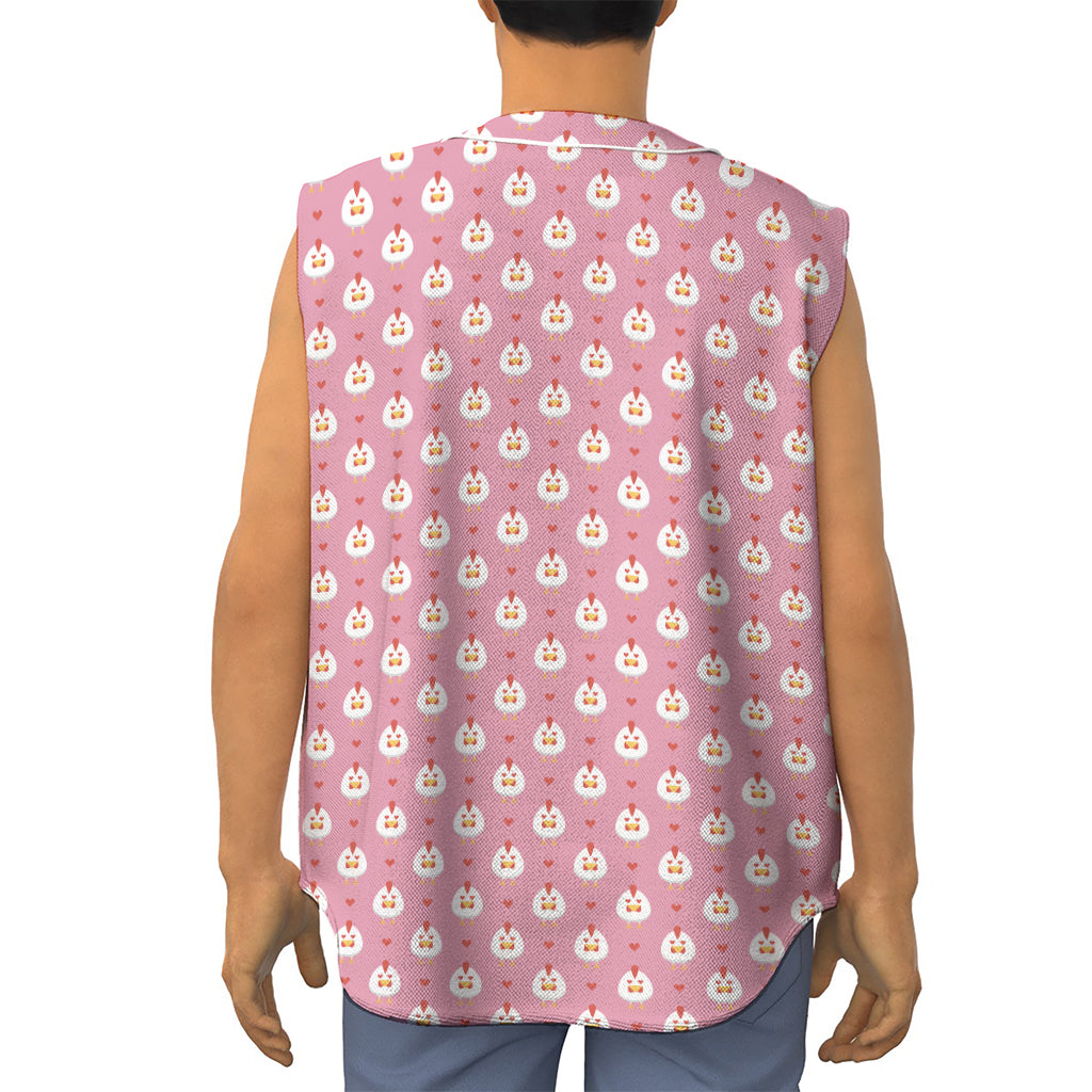 Chicken Love Emoji Pattern Print Sleeveless Baseball Jersey