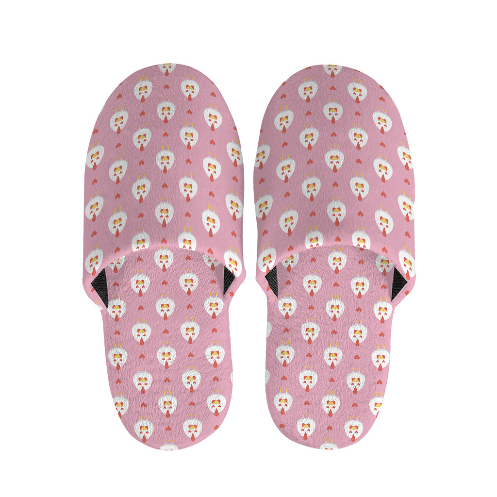 Chicken Love Emoji Pattern Print Slippers