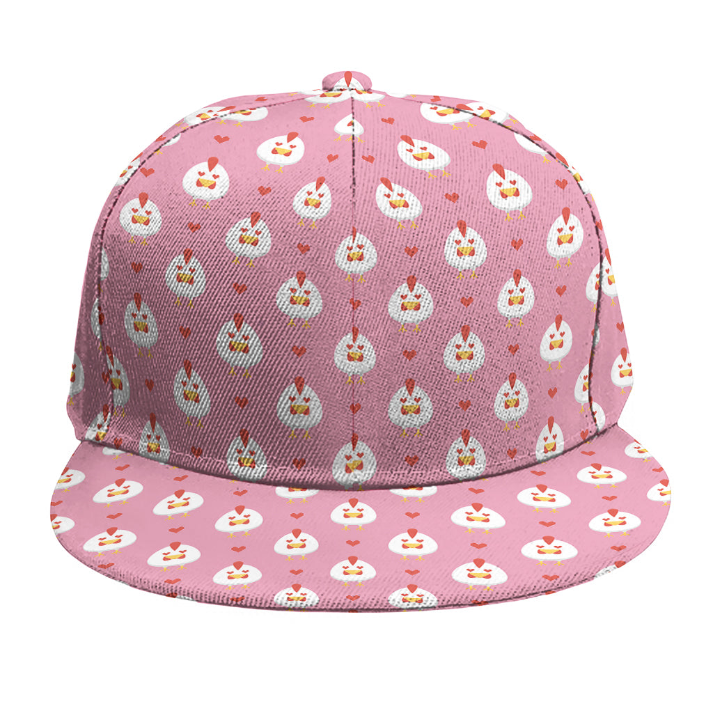Chicken Love Emoji Pattern Print Snapback Cap