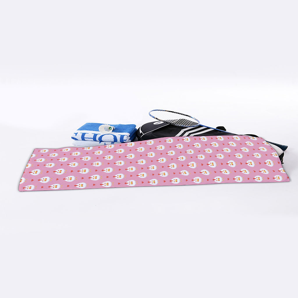 Chicken Love Emoji Pattern Print Sports Towel