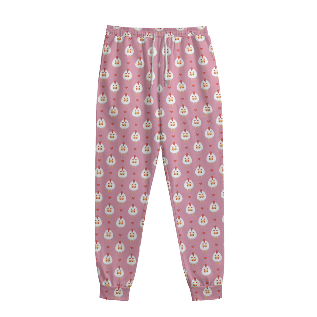 Chicken Love Emoji Pattern Print Sweatpants