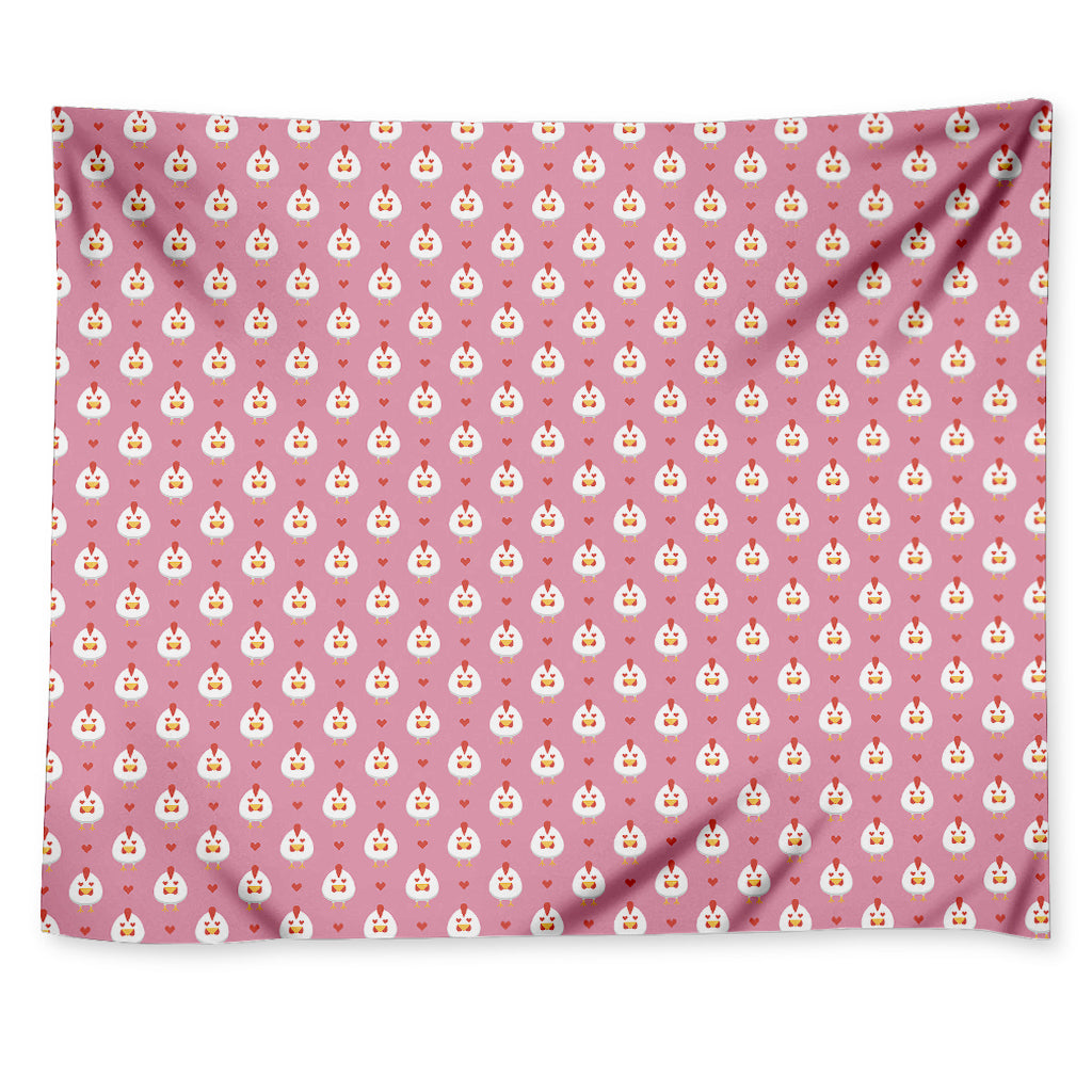 Chicken Love Emoji Pattern Print Tapestry