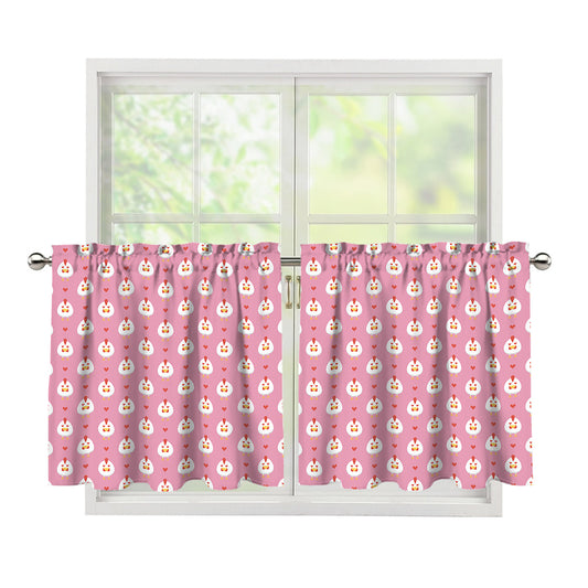 Chicken Love Emoji Pattern Print Tier Curtains