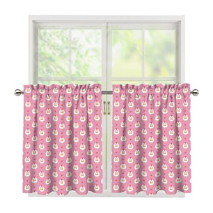 Chicken Love Emoji Pattern Print Tier Curtains