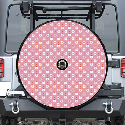 Chicken Love Emoji Pattern Print Tire Cover With Camera Hole