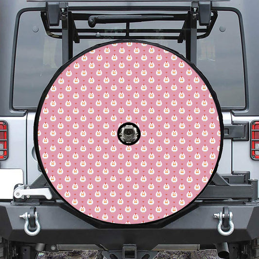 Chicken Love Emoji Pattern Print Tire Cover With Camera Hole