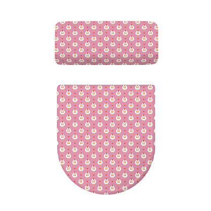 Chicken Love Emoji Pattern Print Toilet Lid And Tank Cover Set