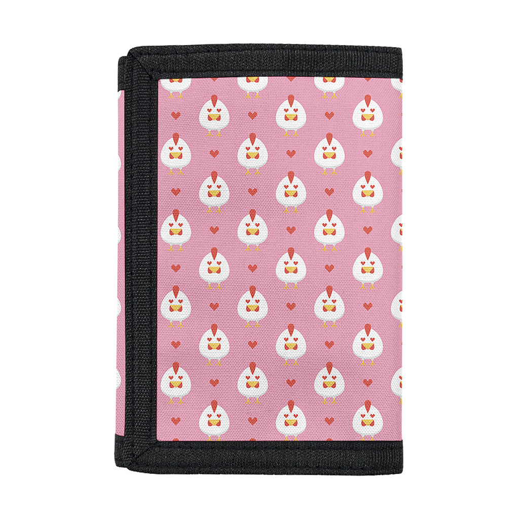 Chicken Love Emoji Pattern Print Trifold Wallet