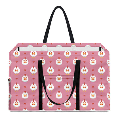 Chicken Love Emoji Pattern Print Utility Tote Bag