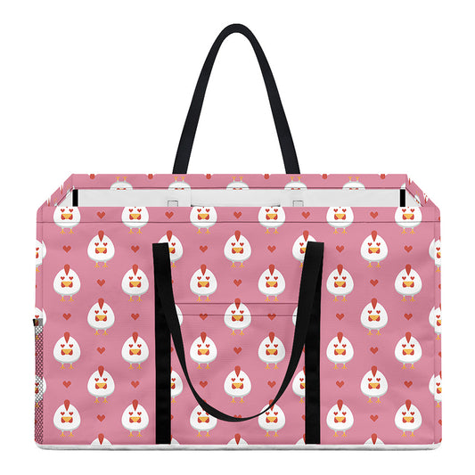 Chicken Love Emoji Pattern Print Utility Tote Bag