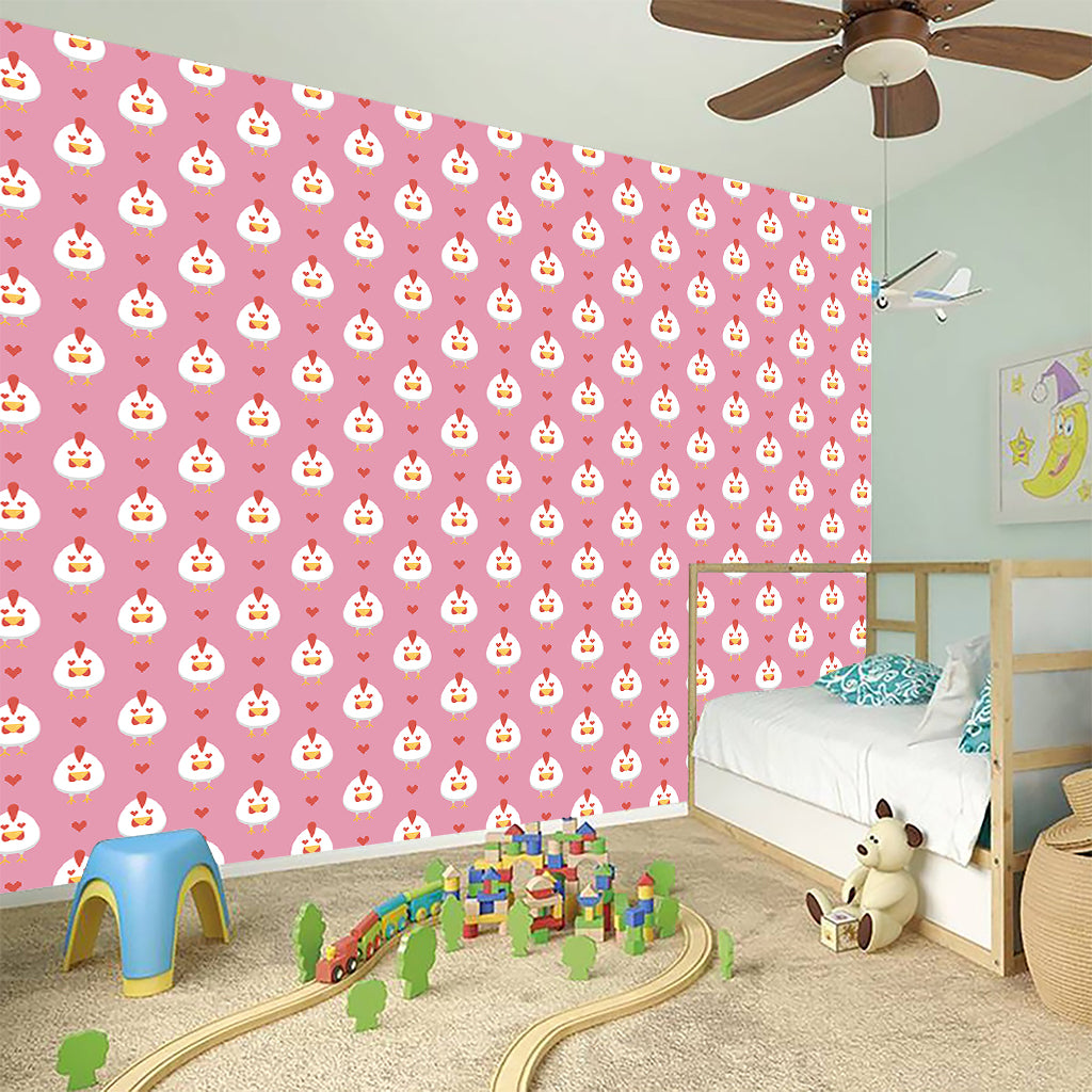 Chicken Love Emoji Pattern Print Wall Sticker