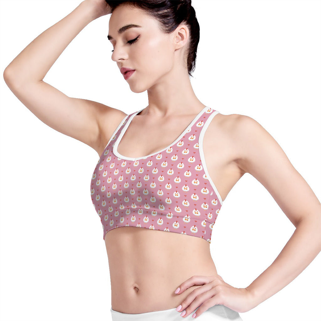 Chicken Love Emoji Pattern Print Women's Sports Bra