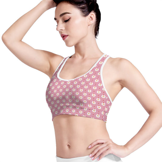 Chicken Love Emoji Pattern Print Women's Sports Bra