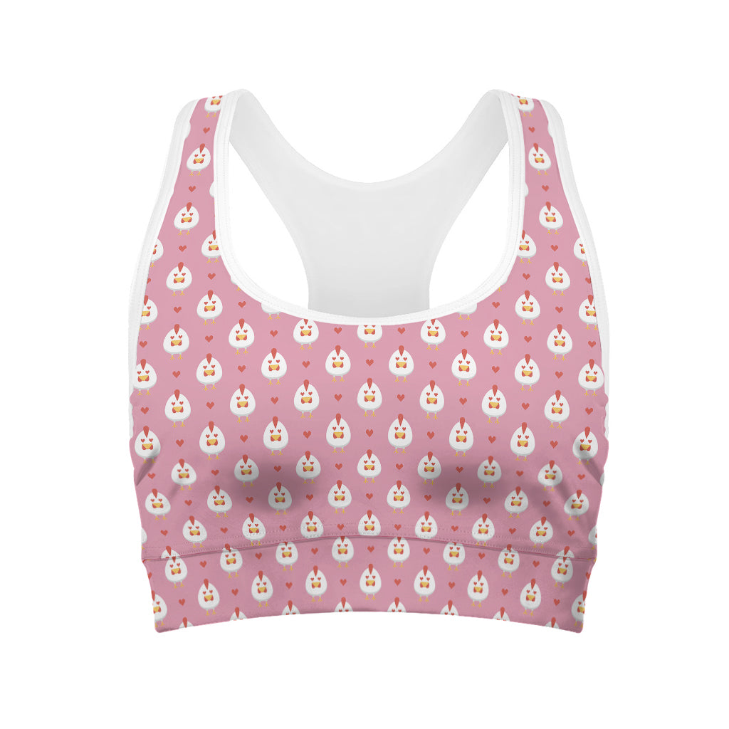 Chicken Love Emoji Pattern Print Women's Sports Bra