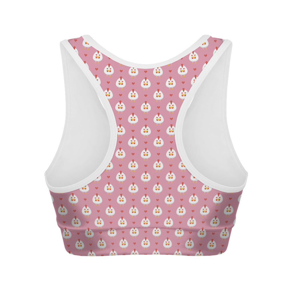 Chicken Love Emoji Pattern Print Women's Sports Bra