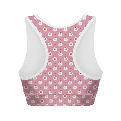 Chicken Love Emoji Pattern Print Women's Sports Bra