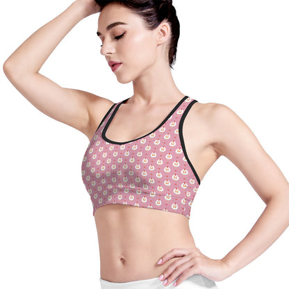 Chicken Love Emoji Pattern Print Women's Sports Bra