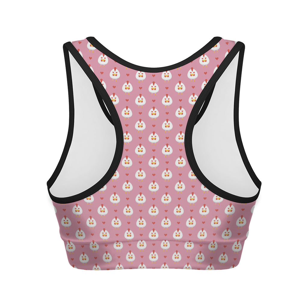 Chicken Love Emoji Pattern Print Women's Sports Bra