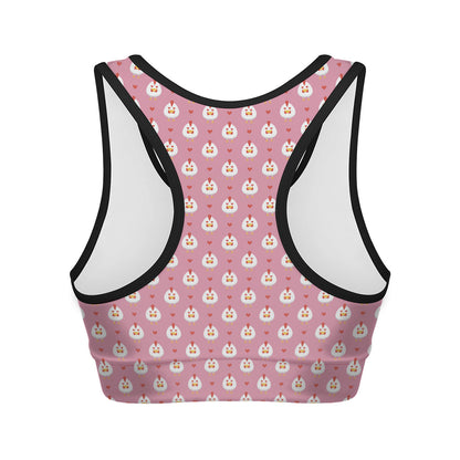 Chicken Love Emoji Pattern Print Women's Sports Bra