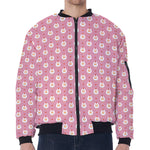 Chicken Love Emoji Pattern Print Zip Sleeve Bomber Jacket