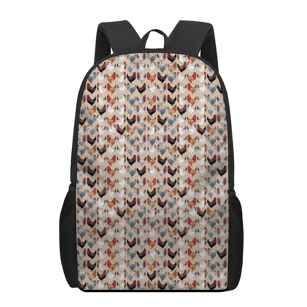 Chicken Painting Pattern Print 17 Inch Backpack