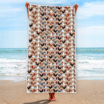 Chicken Painting Pattern Print Beach Towel