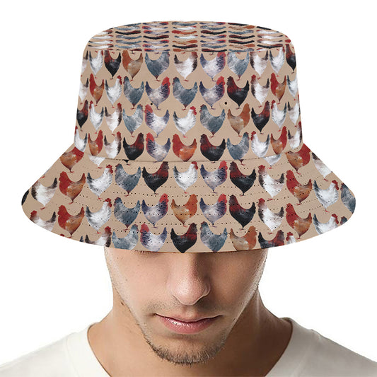 Chicken Painting Pattern Print Bucket Hat