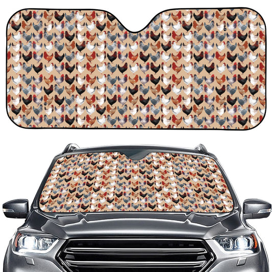 Chicken Painting Pattern Print Car Windshield Sun Shade