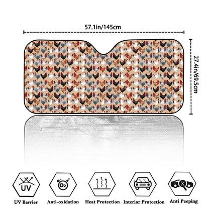 Chicken Painting Pattern Print Car Windshield Sun Shade