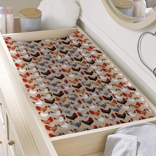 Chicken Painting Pattern Print Changing Pad Cover