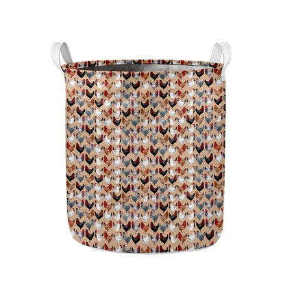 Chicken Painting Pattern Print Collapsible Laundry Basket