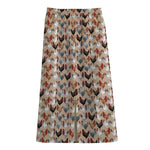 Chicken Painting Pattern Print Cotton Front Slit Maxi Skirt