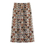 Chicken Painting Pattern Print Cotton Front Slit Maxi Skirt