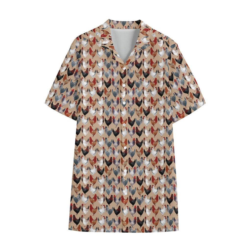 Chicken Painting Pattern Print Cotton Hawaiian Shirt