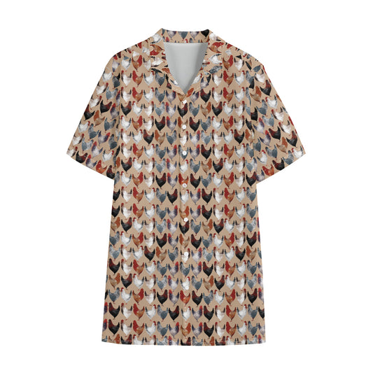 Chicken Painting Pattern Print Cotton Hawaiian Shirt