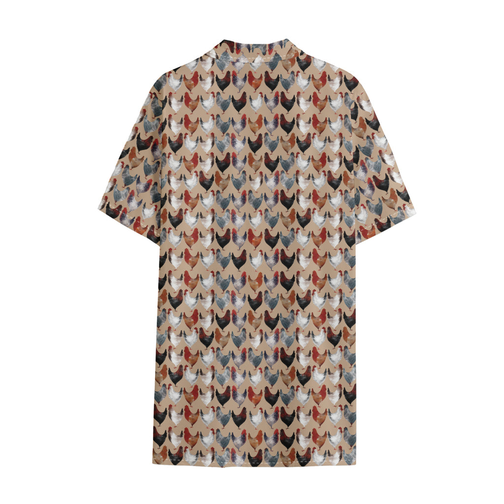 Chicken Painting Pattern Print Cotton Hawaiian Shirt