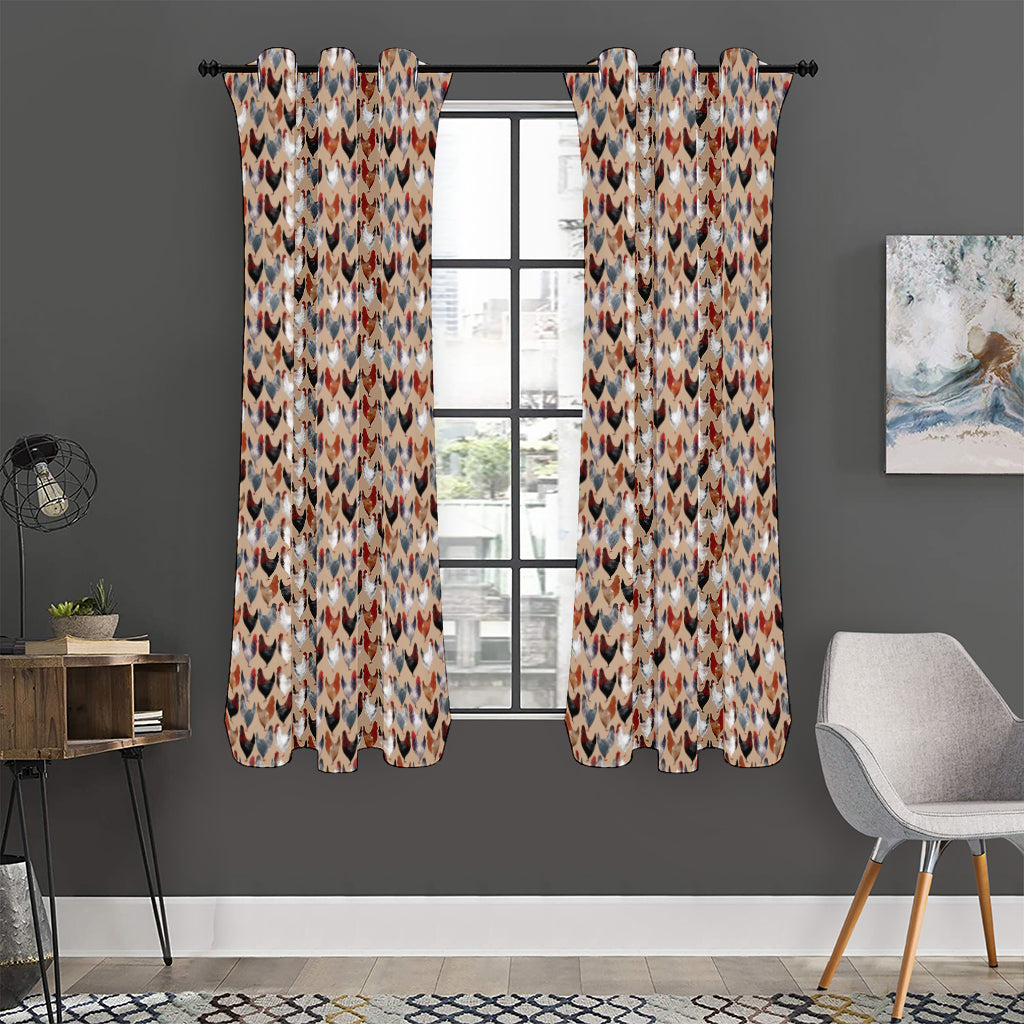 Chicken Painting Pattern Print Curtain