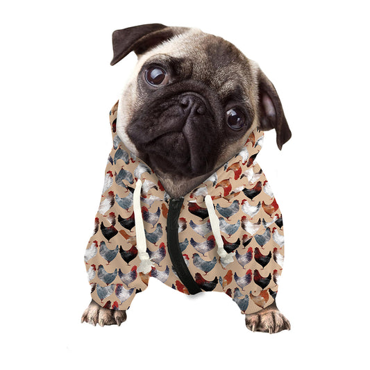 Chicken Painting Pattern Print Dog Zip Up Hoodie