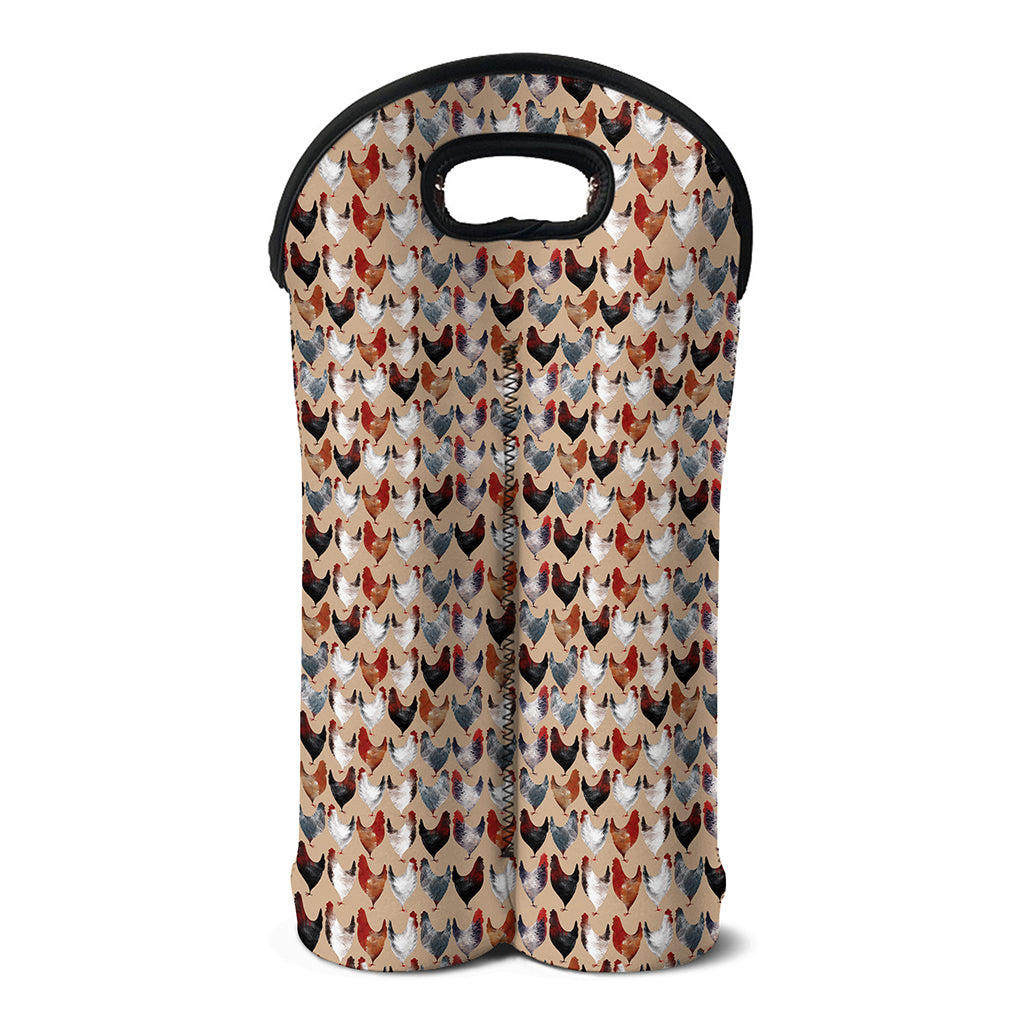 Chicken Painting Pattern Print Double Neoprene Wine Tote