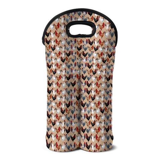 Chicken Painting Pattern Print Double Neoprene Wine Tote