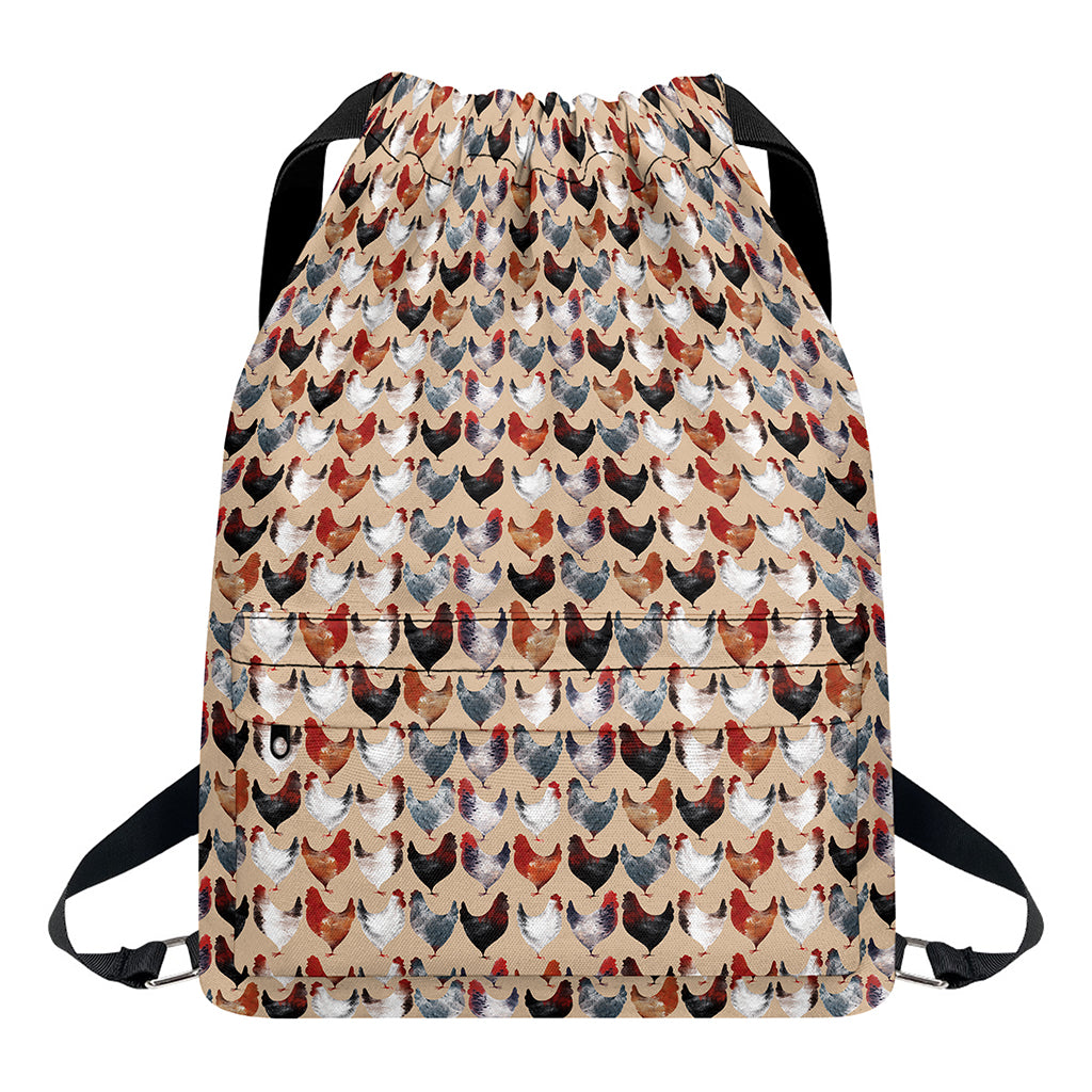 Chicken Painting Pattern Print Drawstring Backpack