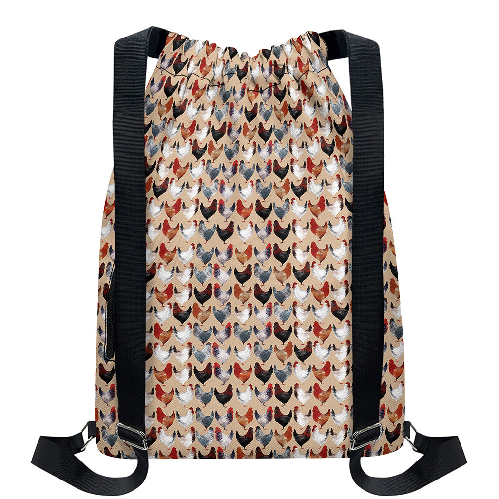 Chicken Painting Pattern Print Drawstring Backpack