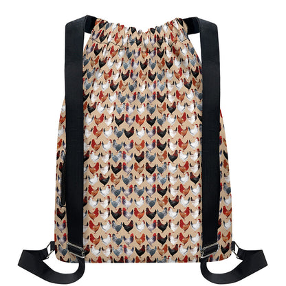 Chicken Painting Pattern Print Drawstring Backpack