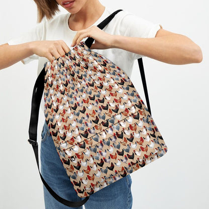 Chicken Painting Pattern Print Drawstring Backpack