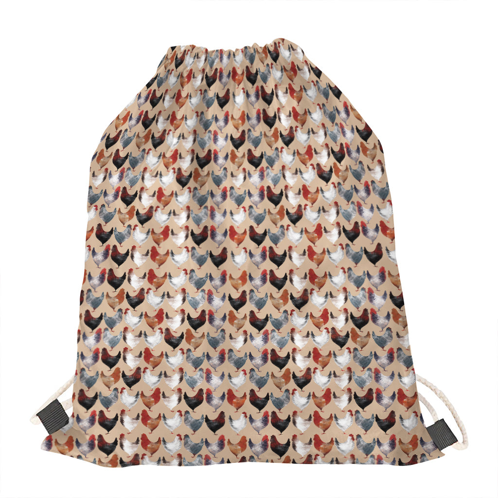 Chicken Painting Pattern Print Drawstring Bag